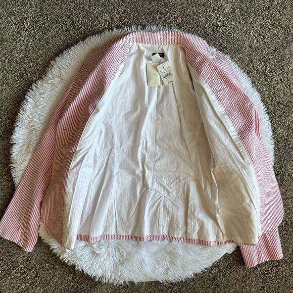J. Crew Blazer Jacket New Pink White Striped Womens Size 6 - Picture 3 of 9